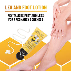 Bella B Pregnancy Leg and Foot Cream in use on legs for cooling relief.