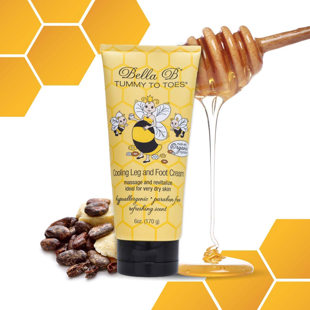 Bella B Pregnancy Leg and Foot Cream jar delivers soothing hydration for tired legs.