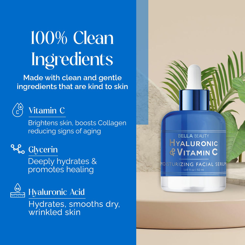 Bella Beauty Serum application on hand demonstrates easy daily use.