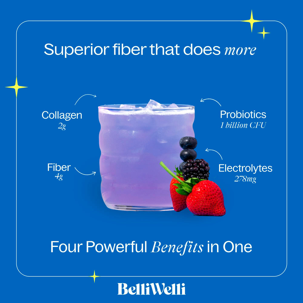 Fiber supplement with added collagen, electrolytes and probiotics