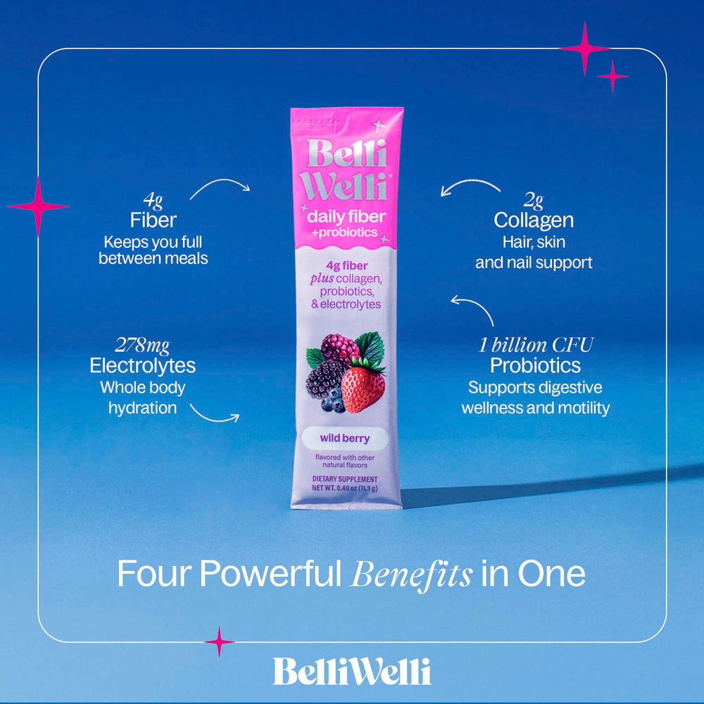 Close-up of single-serve Wild Berry sachets