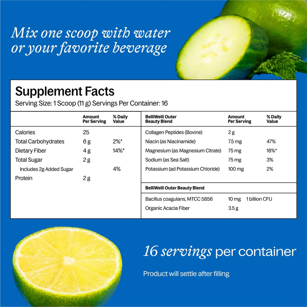 Ingredients of Belli Welli Fiber with organic acacia