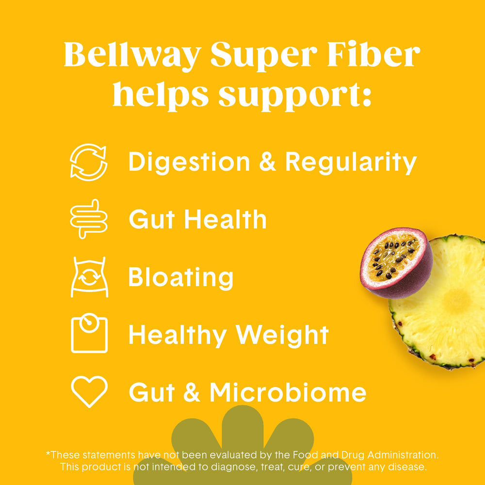 Organic psyllium husk fiber ingredients label on Bellway product