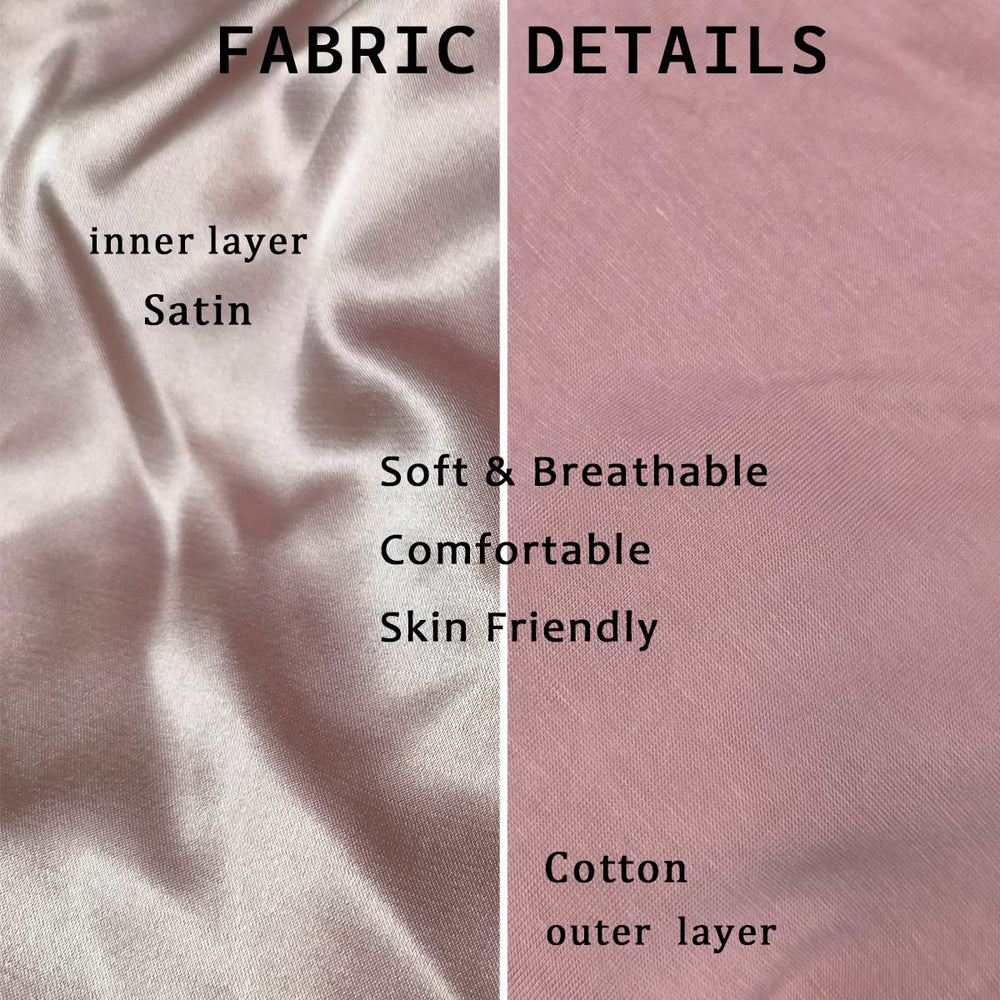 Belsen satin bonnet close up of cotton outer shell and silky lining.