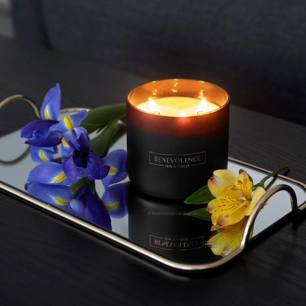 Soy wax candle with clean burn in glass jar