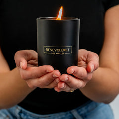 Home fragrance candle with smoky earthy charcoal notes