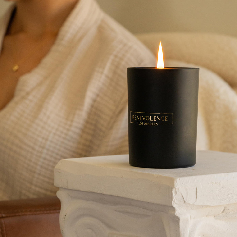 Cotton wick ensures a clean burn for Benevolence LA charcoal candle