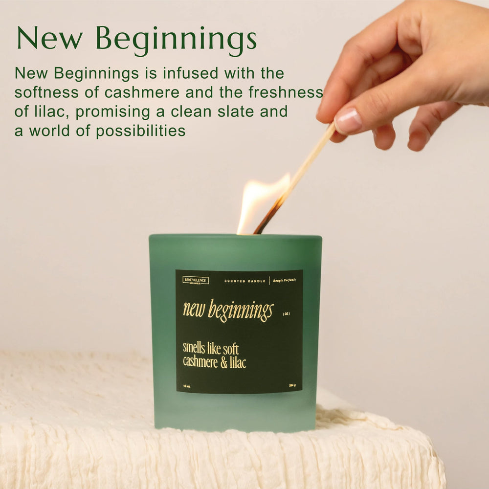 Gift-ready packaging for Benevolence LA New Beginnings candle