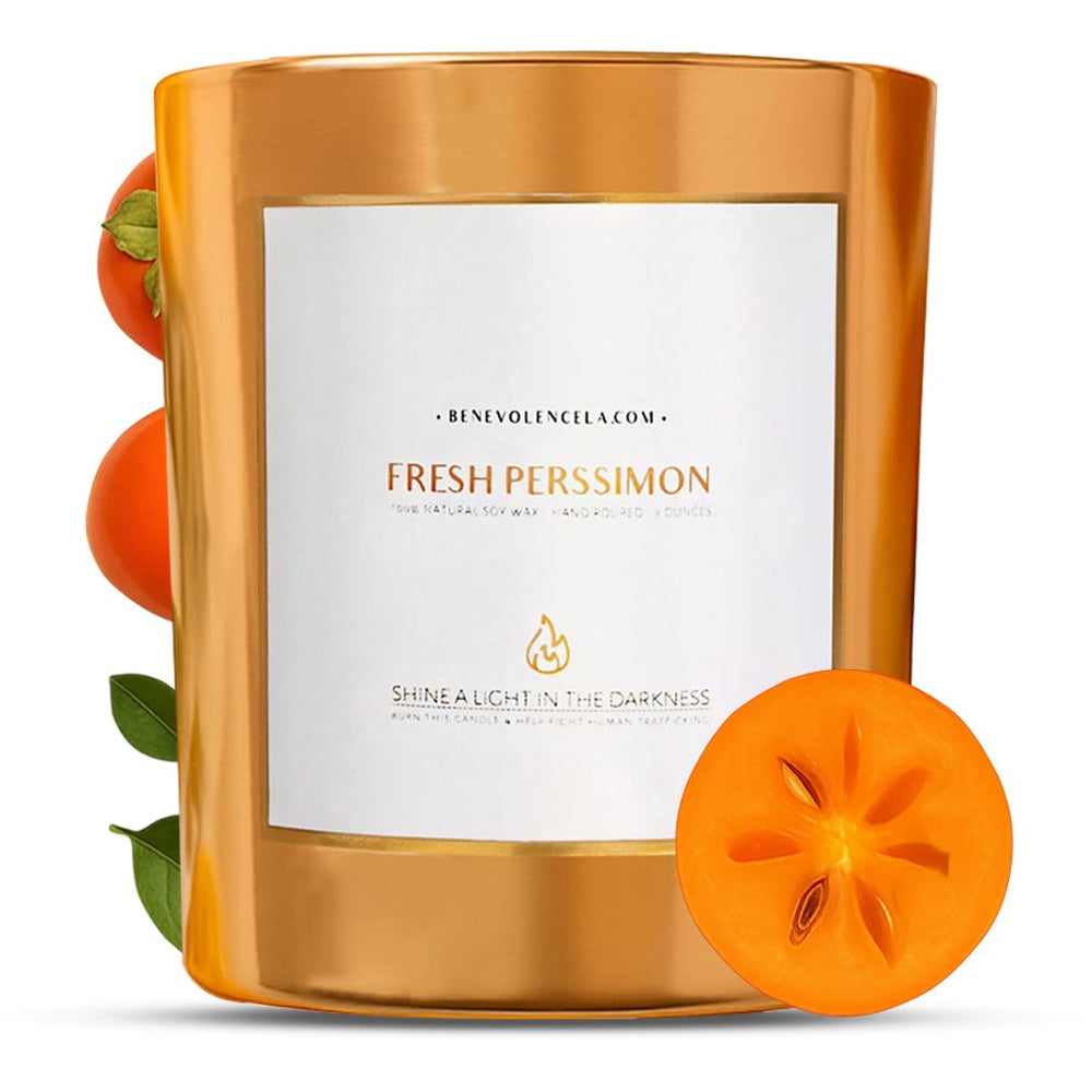 Benevolence LA Persimmon Wood Wick Soy Candle 8oz - front view