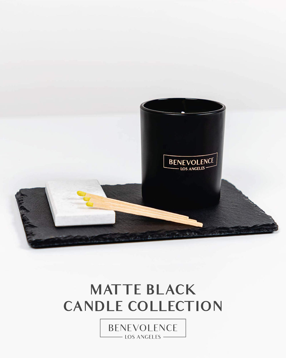 Close-up of label on Benevolence LA Pine Scented Candle
