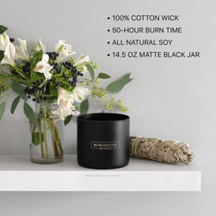 Wood-tone glass jar of Benevolence LA Pine Wood Scented Candle