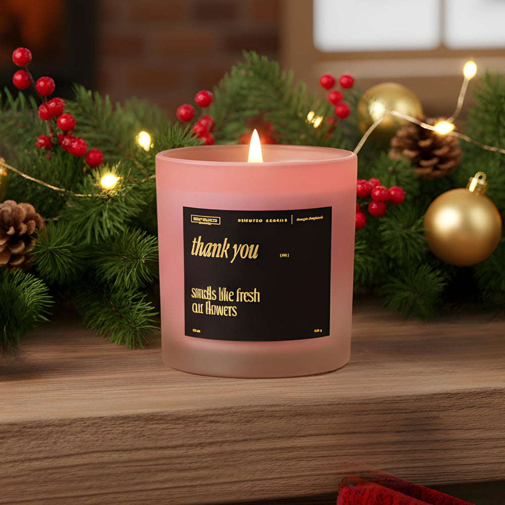 Side view of candle showing clean burn and natural wax
