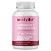Bottle of Benfotiamine 150mg + Alpha Lipoic Acid 300mg capsules
