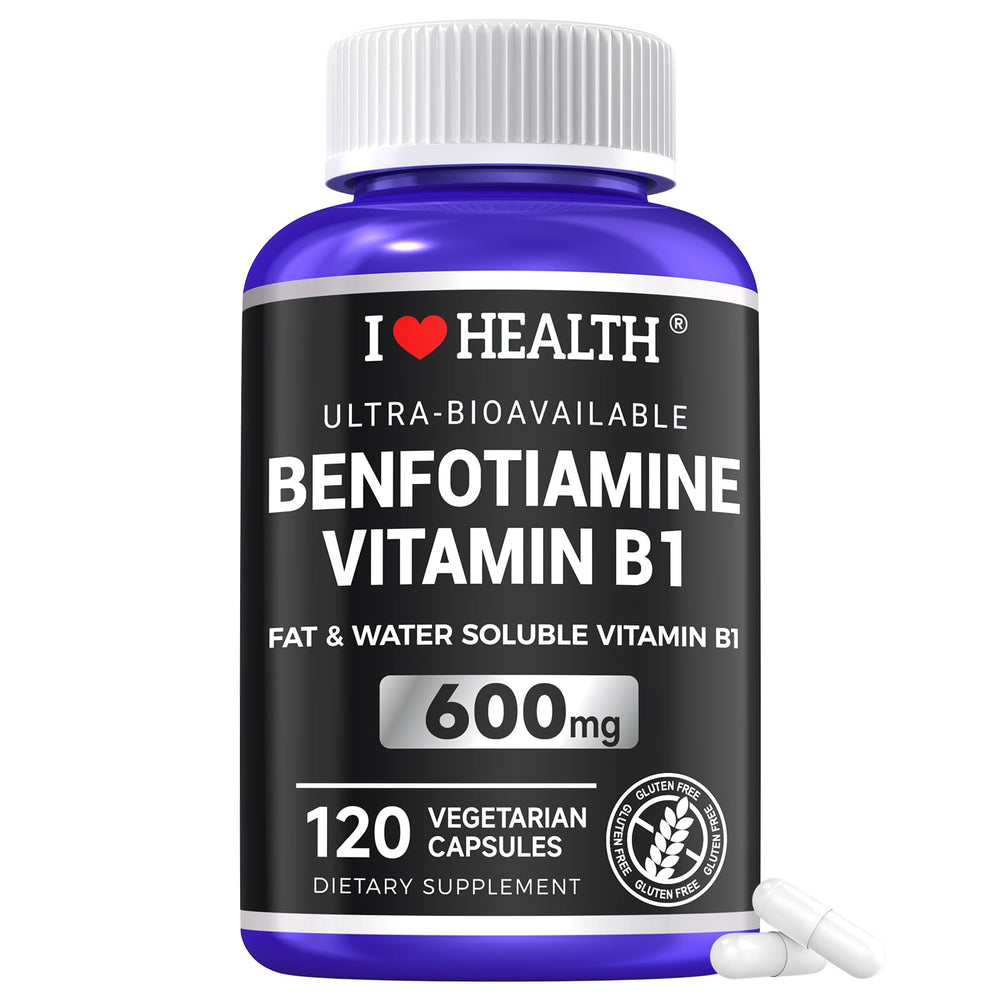 Benfotiamine 600mg and 20mg Vitamin B1 veggie capsule bottle