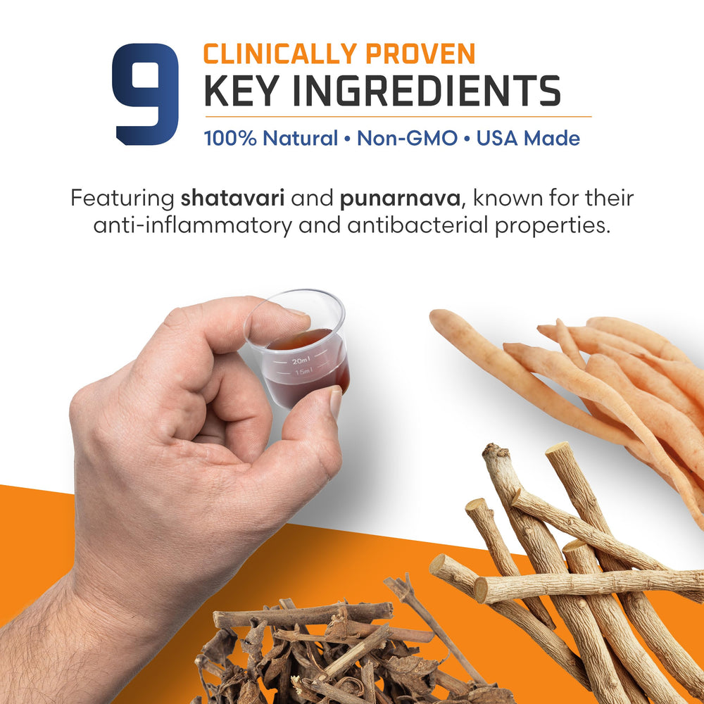 Dropper dispensing herbal tincture into a glass