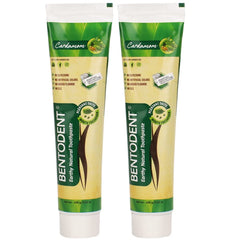 Bentodent Cardamom 2-Pack toothpaste back panel and ingredients