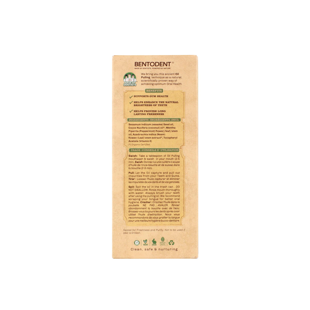 Bentodent 6 oz bottle of coconut oil pulling oral rinse