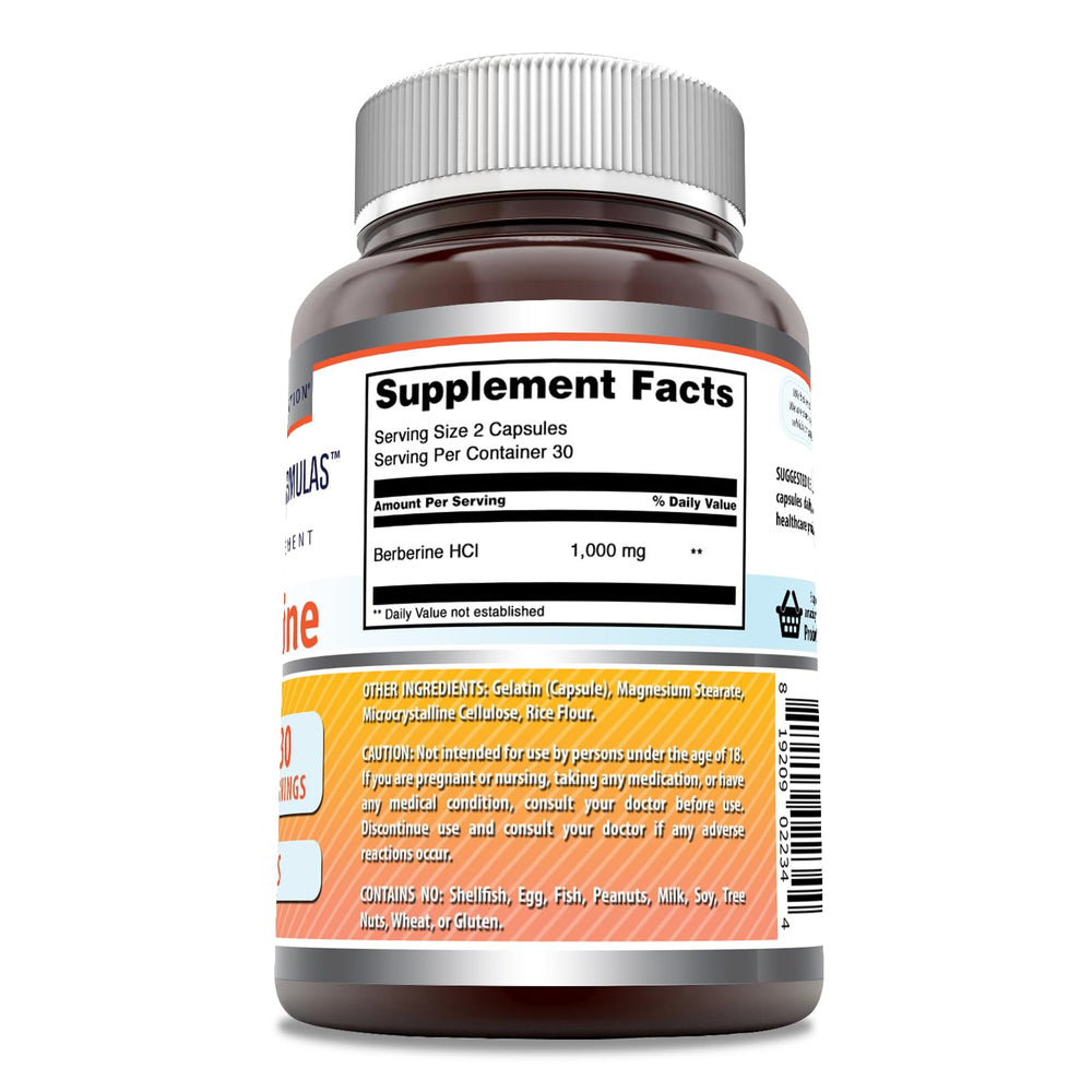 Close-up of Berberine 1000mg capsules for each serving