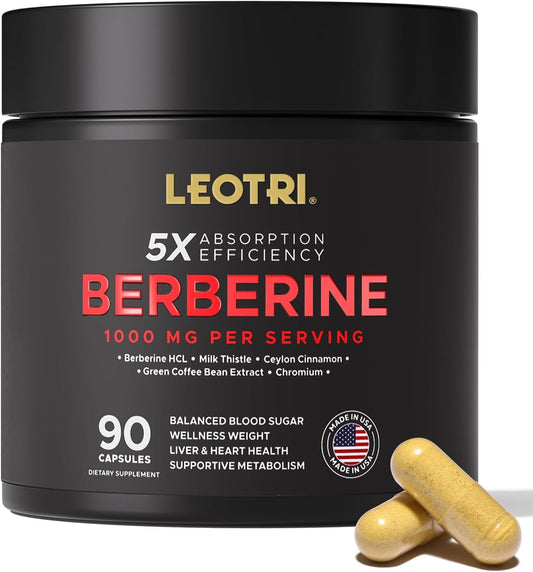 Berberine 1000mg with cinnamon, chromium and milk thistle bottle front