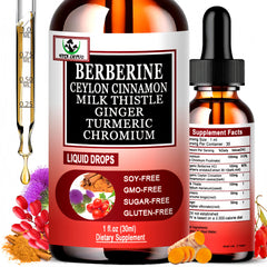 Berberine Drops bottle with 6-in-1 formula, 30 servings