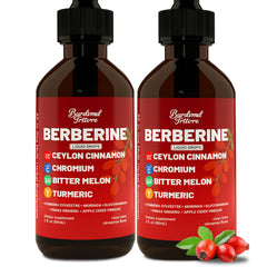 Front view of Berberine Drops bottle with Ceylon cinnamon blend (4 oz)