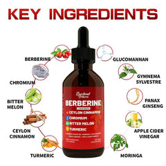 Graphic highlighting Berberine, Ceylon cinnamon, turmeric and other key ingredients