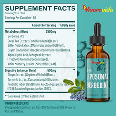 Liposomal berberine drops in amber bottle for fast absorption