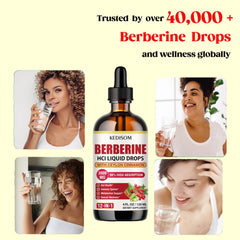 Berberine drops packaging and bottle label.
