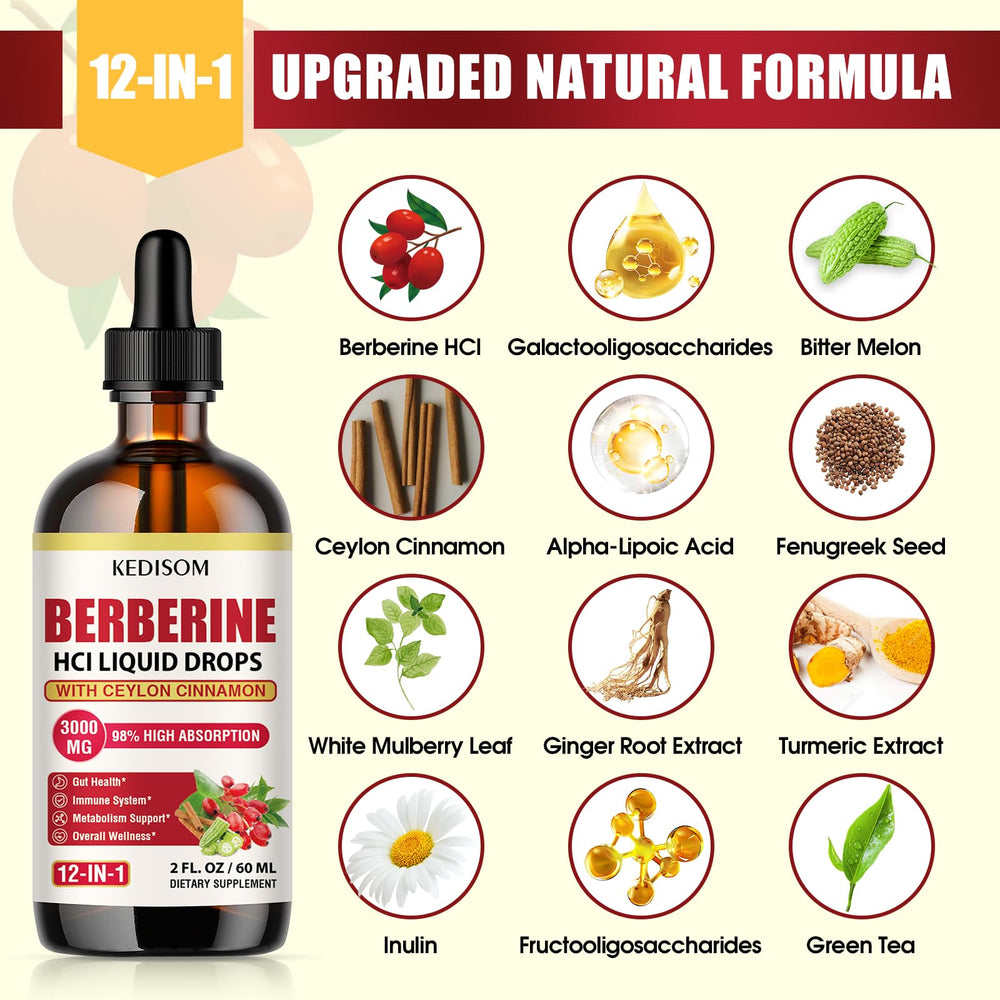 Berberine drops with added prebiotics and ginger.