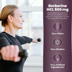 Pack of 2 bottles of berberine HCl 500 mg capsules