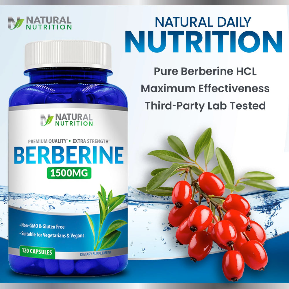 Supplement facts panel for Berberine HCL 1500mg