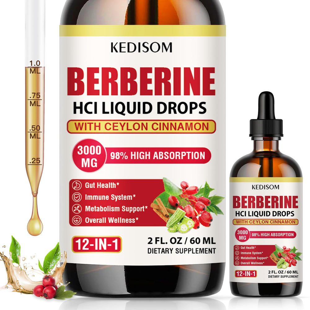 Hero image of 12-in-1 Berberine Liquid Drops bottle (2 oz).