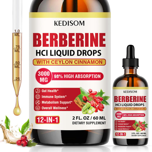 Hero image of 12-in-1 Berberine Liquid Drops bottle (2 oz).