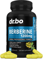 Berberine supplement capsules bottle with 1200mg per serving
