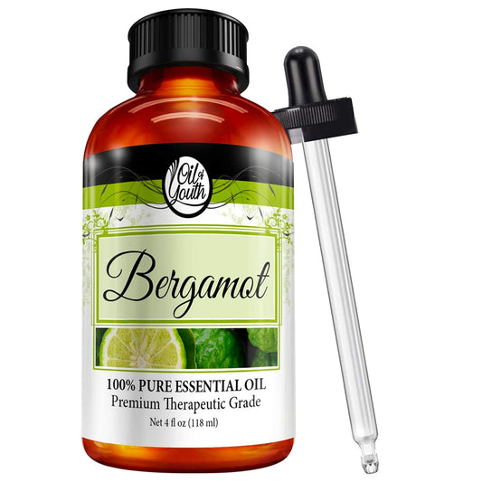 Front view of Oil of Youth Bergamot Essential Oil 4oz bottle
