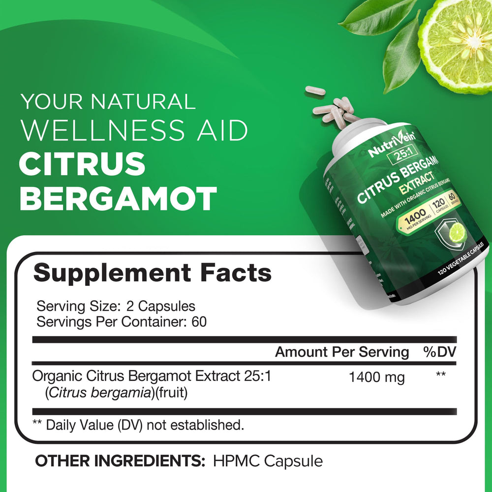 Close-up of Bergamot extract capsules