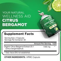 Close-up of Bergamot extract capsules