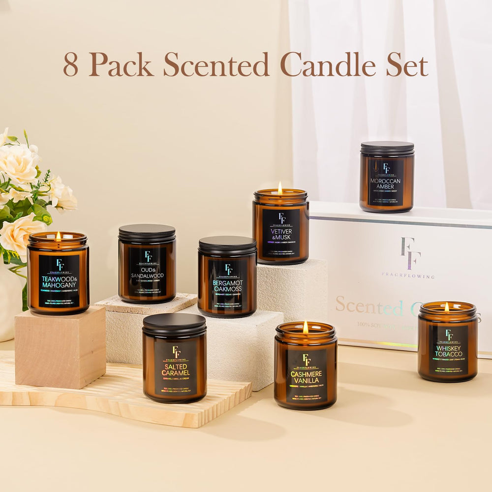7oz Bergamot Oakmoss candle in a cozy living room setting
