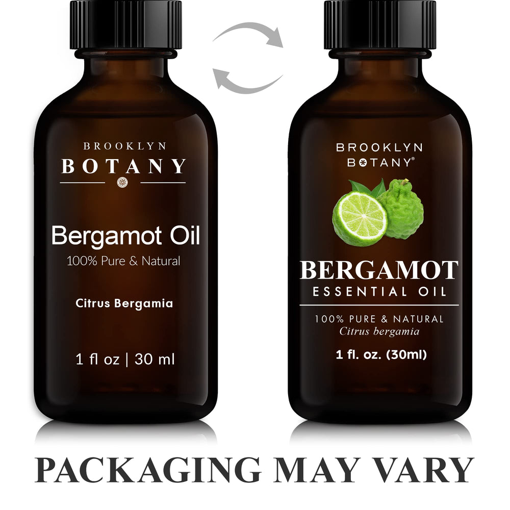 Pure bergamot essential oil in amber glass bottle