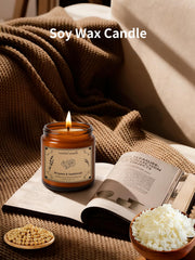Close-up of Bergamot & Sandalwood soy wax candle 16oz