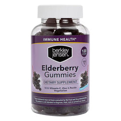 Berkley Jensen Elderberry Gummies with Vitamin C & Zinc – 120 count bottle - front view