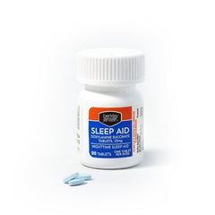 Instruction box for Berkley Jensen Sleep Aid shown for safe use