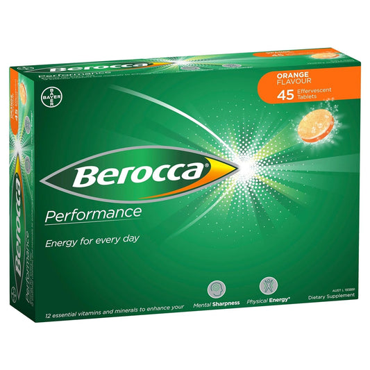 Berocca Orange effervescent tablets bottle front view