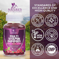 Close-up of a berry-flavored multivitamin gummy