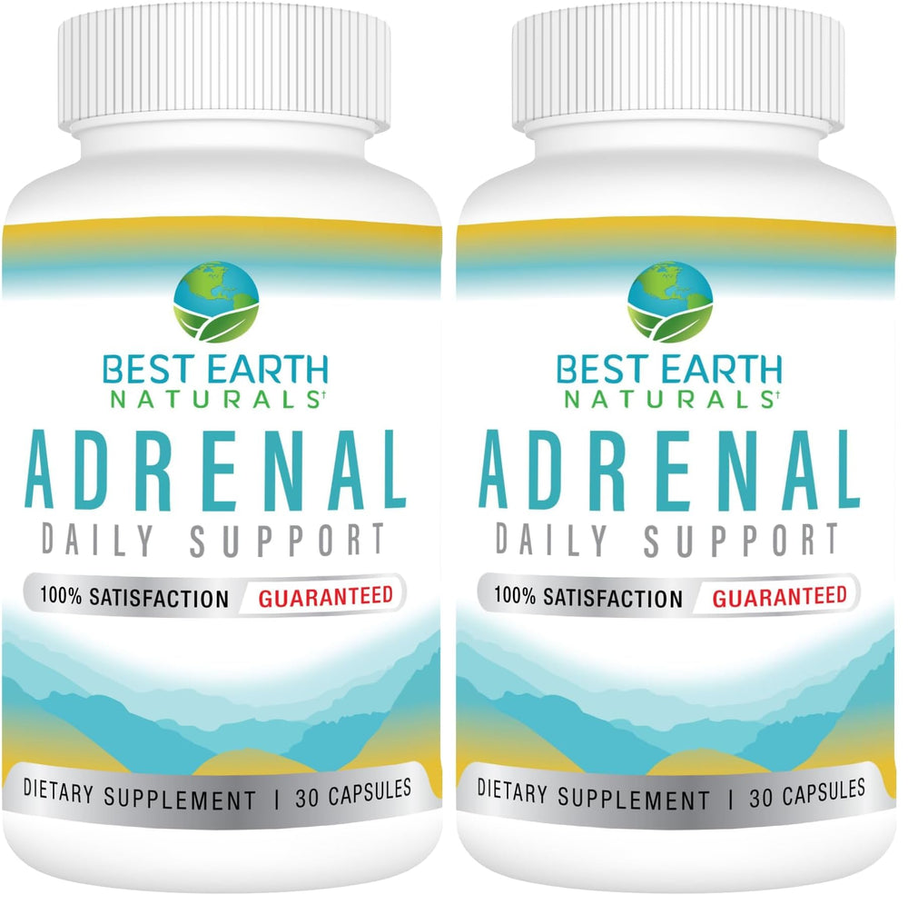 Bottle of Best Earth Naturals Adrenal Support for adults on white background
