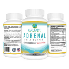Adrenal support capsules beside the bottle