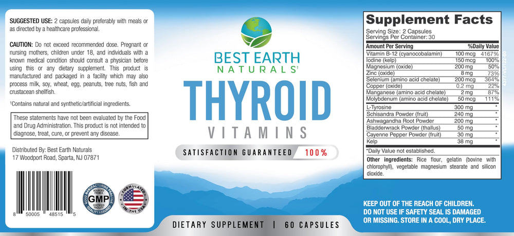 Ingredients include Vitamin B12, L-Tyrosine and kelp