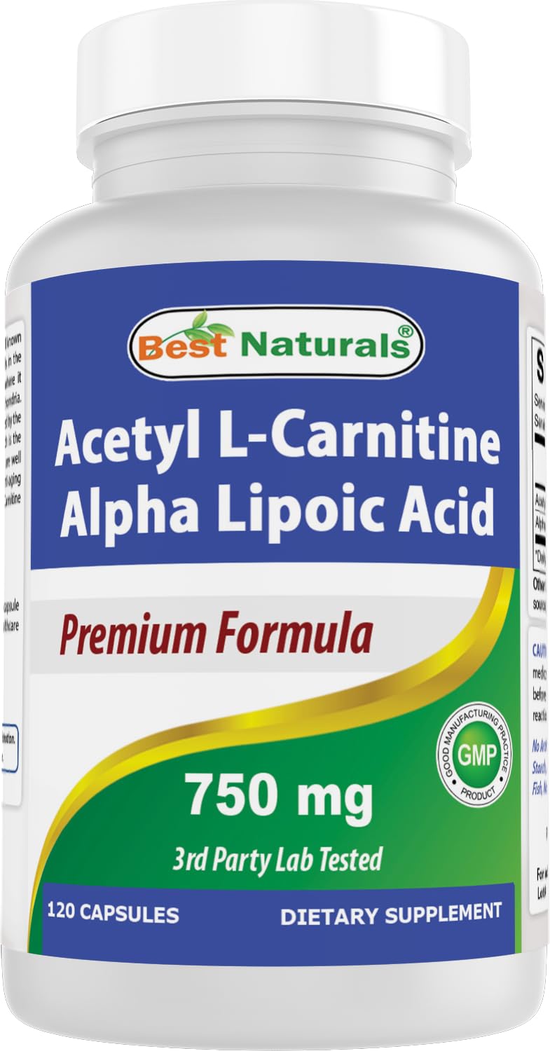Bottle of Best Naturals Acetyl L-Carnitine and Alpha Lipoic Acid 750 mg