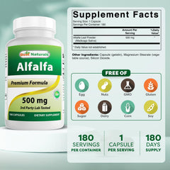 Bottle side view of Best Naturals Alfalfa Green Super Food