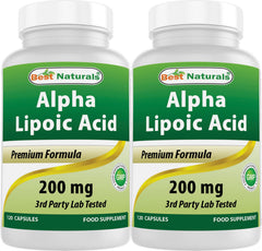 Best Naturals Alpha Lipoic Acid 200 mg bottle with 120 capsules, pack of 2